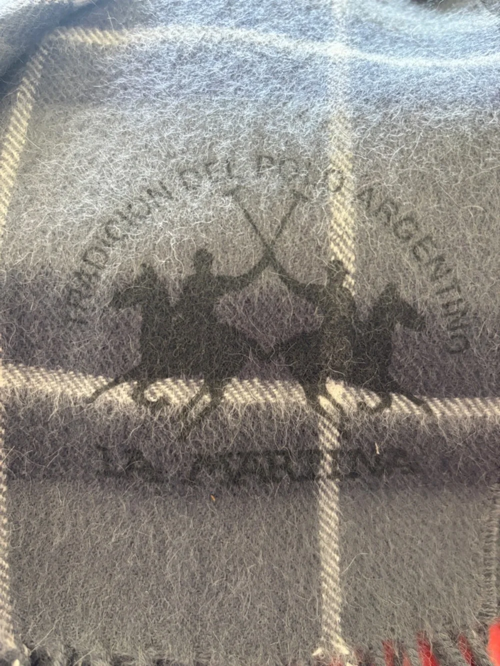 La Martina Argentina Polo Tradition Gray Plaid Scarf Luxurious Travel Find